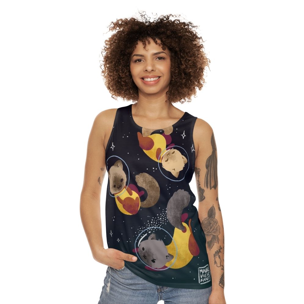 Space Cats Unisex Tank Top with Astronaut Cat Design - women