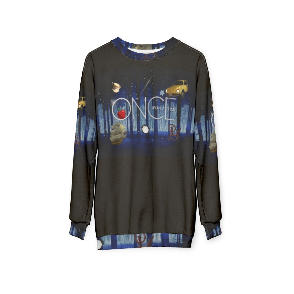 Once Upon A Time Sweatshirt featuring characters from the fantasy TV series - hanging