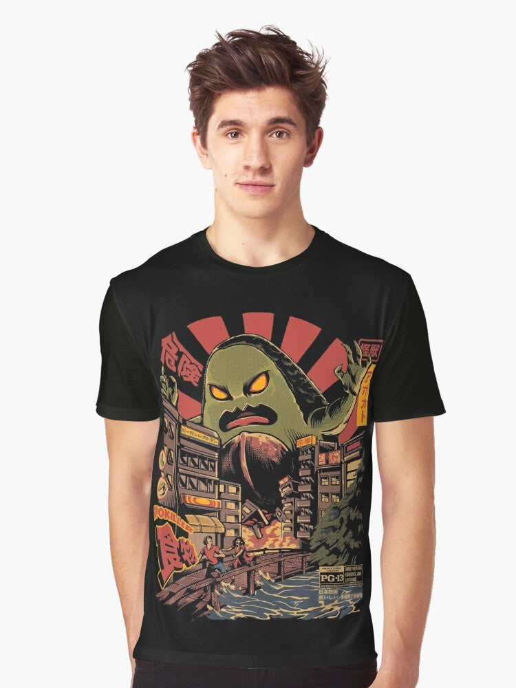 Avocado monster graphic t-shirt with retro, vintage-inspired design - Men