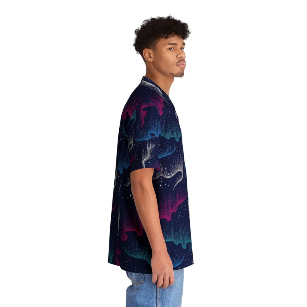 Dotwork Aurora Borealis Hawaiian Shirt with Mesmerizing Northern Lights Pattern - People Pight