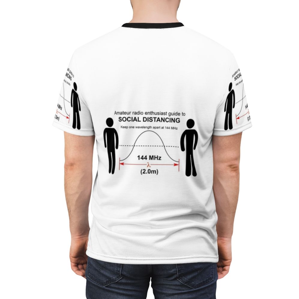 Amateur radio social distancing t-shirt with graphic design - men back