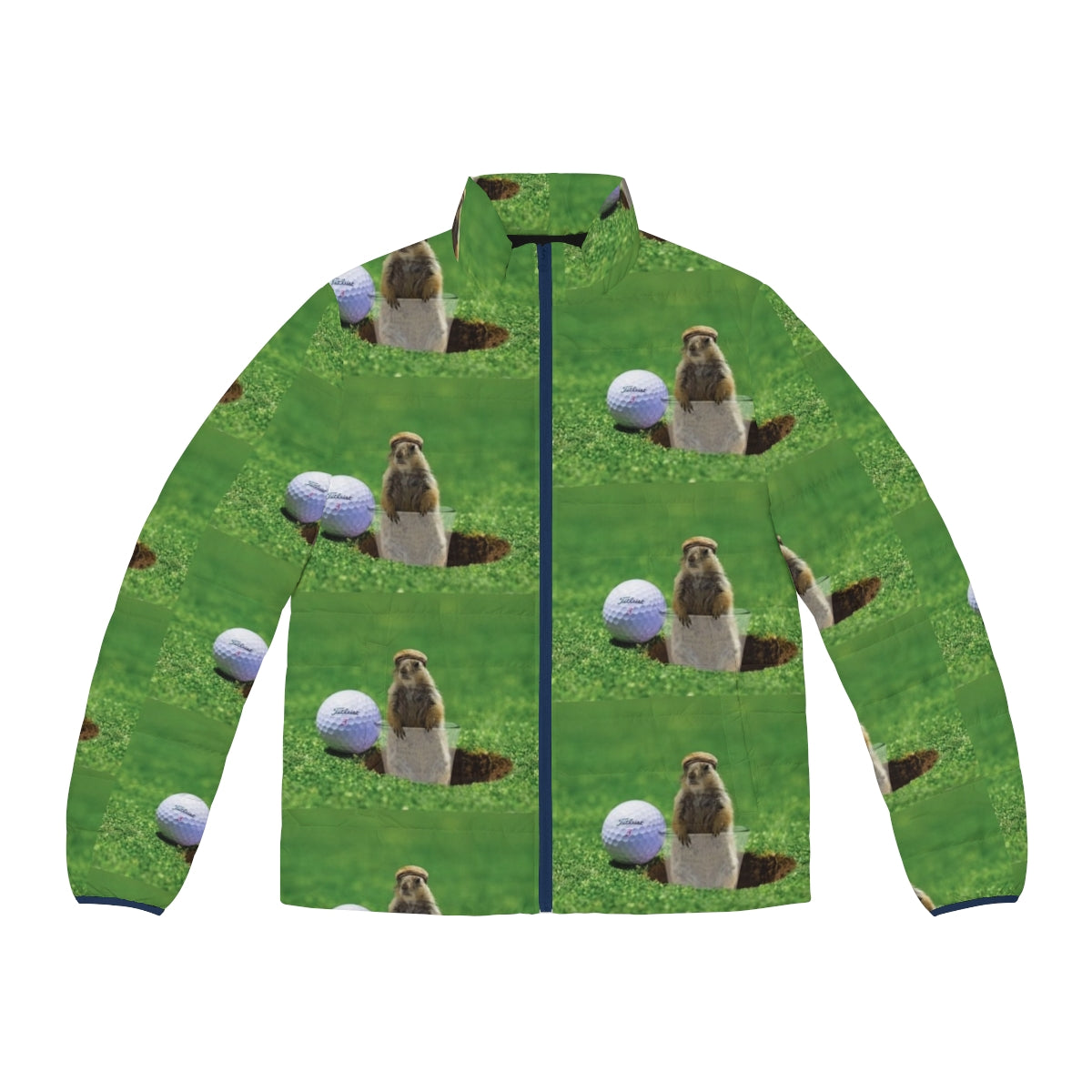 Gopher Golf Puffer Jacket with Caddyshack Inspired Gopher Design