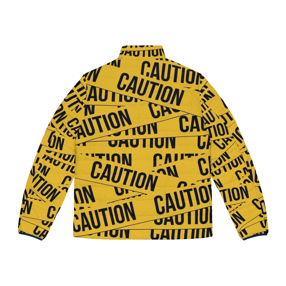 High ground caution puffer jacket with stick figure and star wars prequel meme inspired design - Back