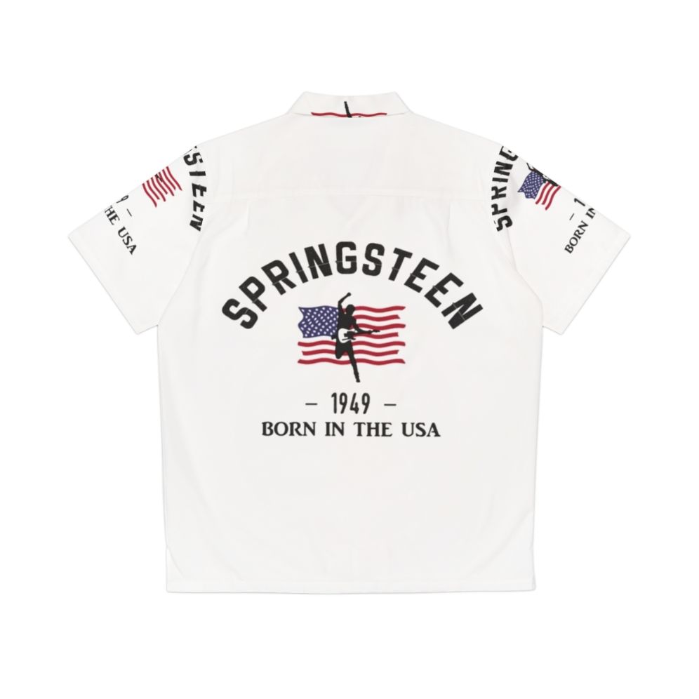 Born in USA Hawaiian Shirt with Bruce Springsteen Inspired Graphics - Back