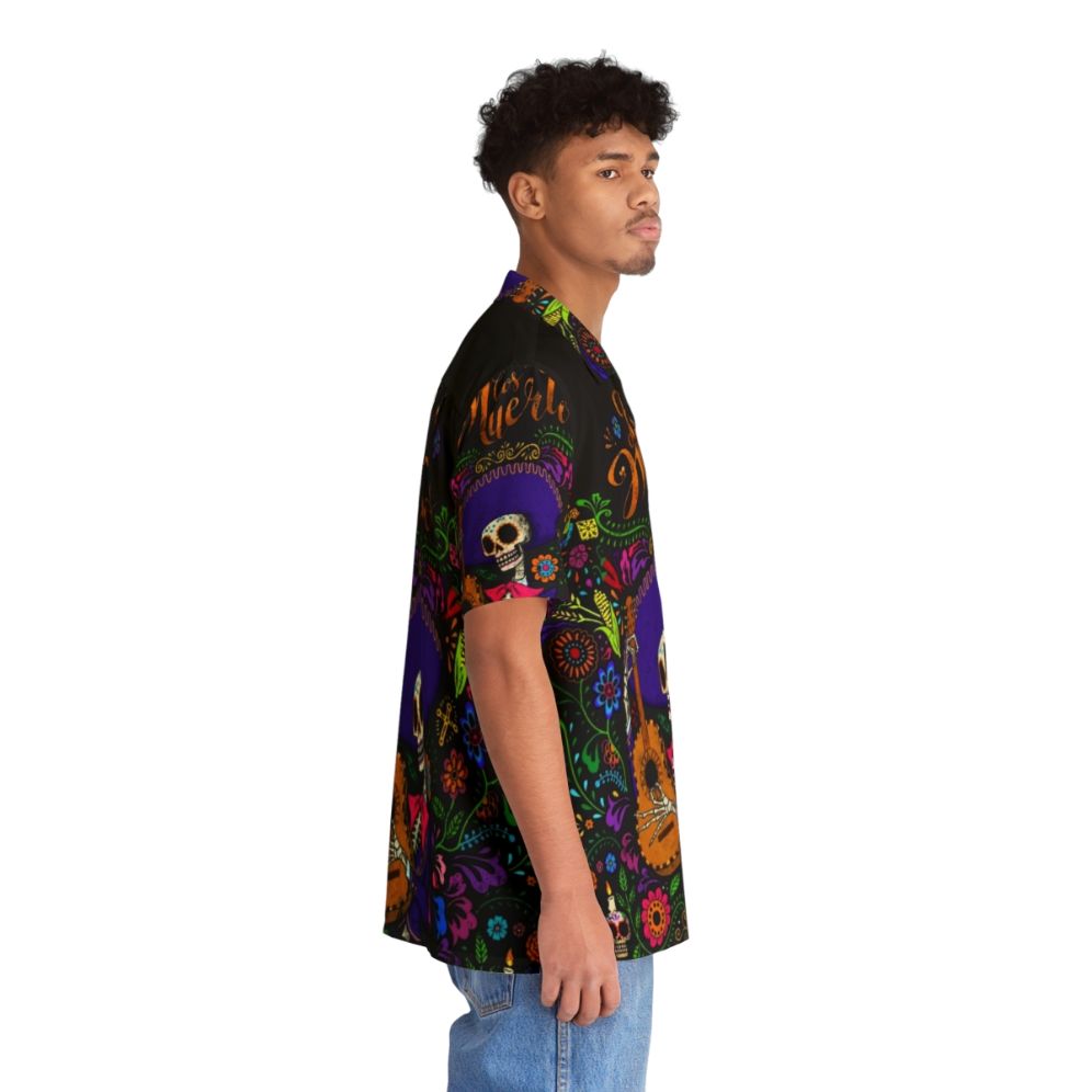 Dia de los Muertos Hawaiian Shirt with Day of the Dead Skull and Floral Print - People Pight