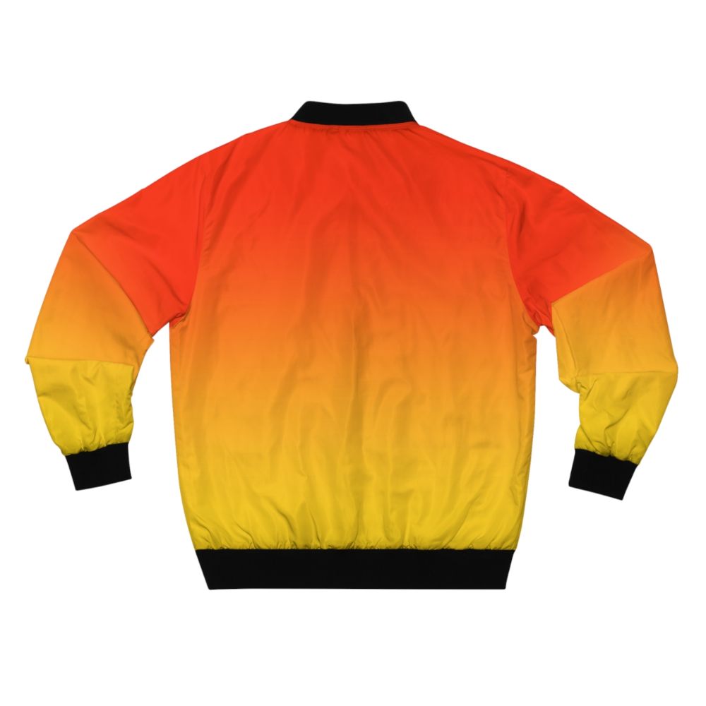 Ombre orange red gradient bomber jacket with a chic, two-tone design - Back