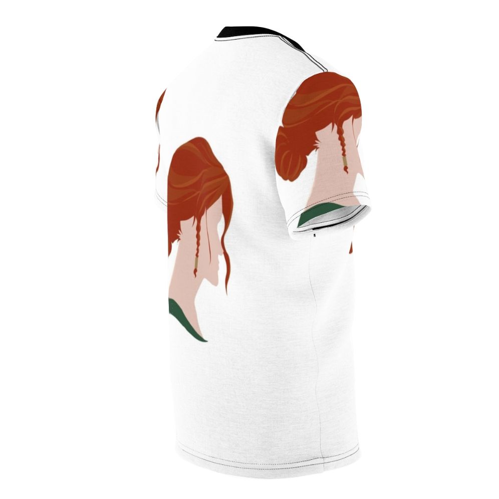 A high-quality all-over print t-shirt featuring the character Triss Merigold from the fantasy video game series The Witcher. - men right