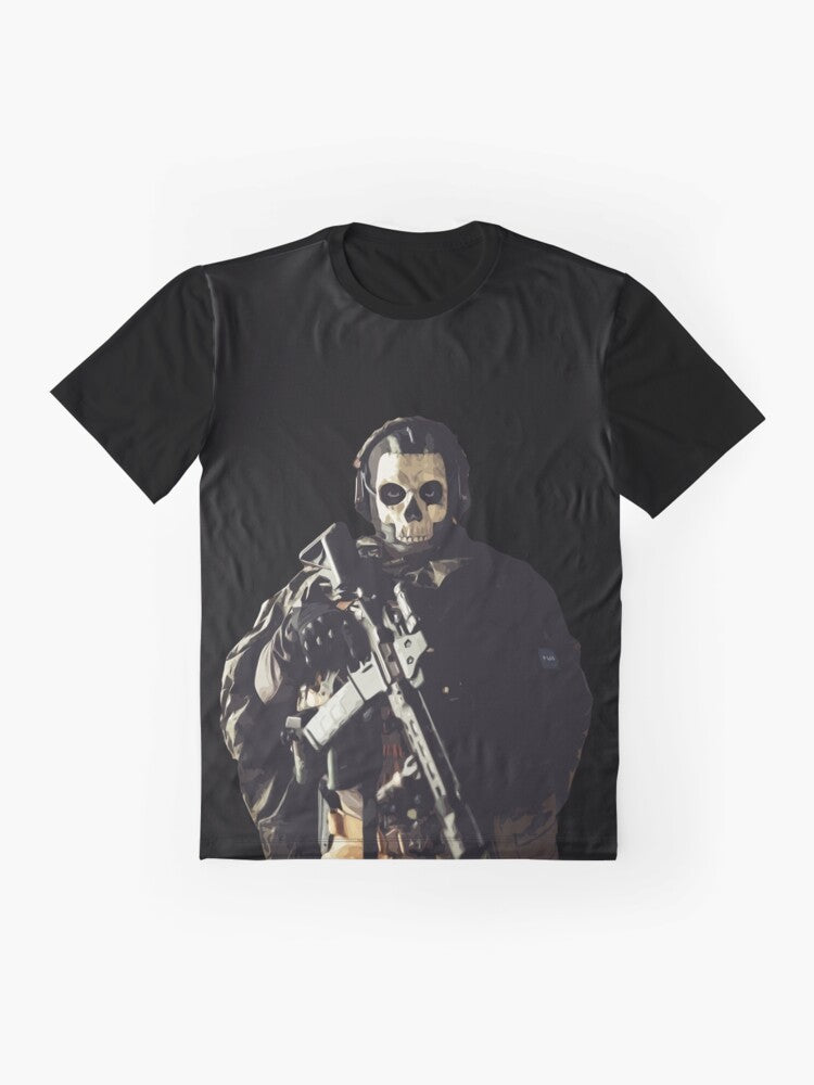 Ghost graphic t-shirt with Call of Duty inspired design - Flat lay