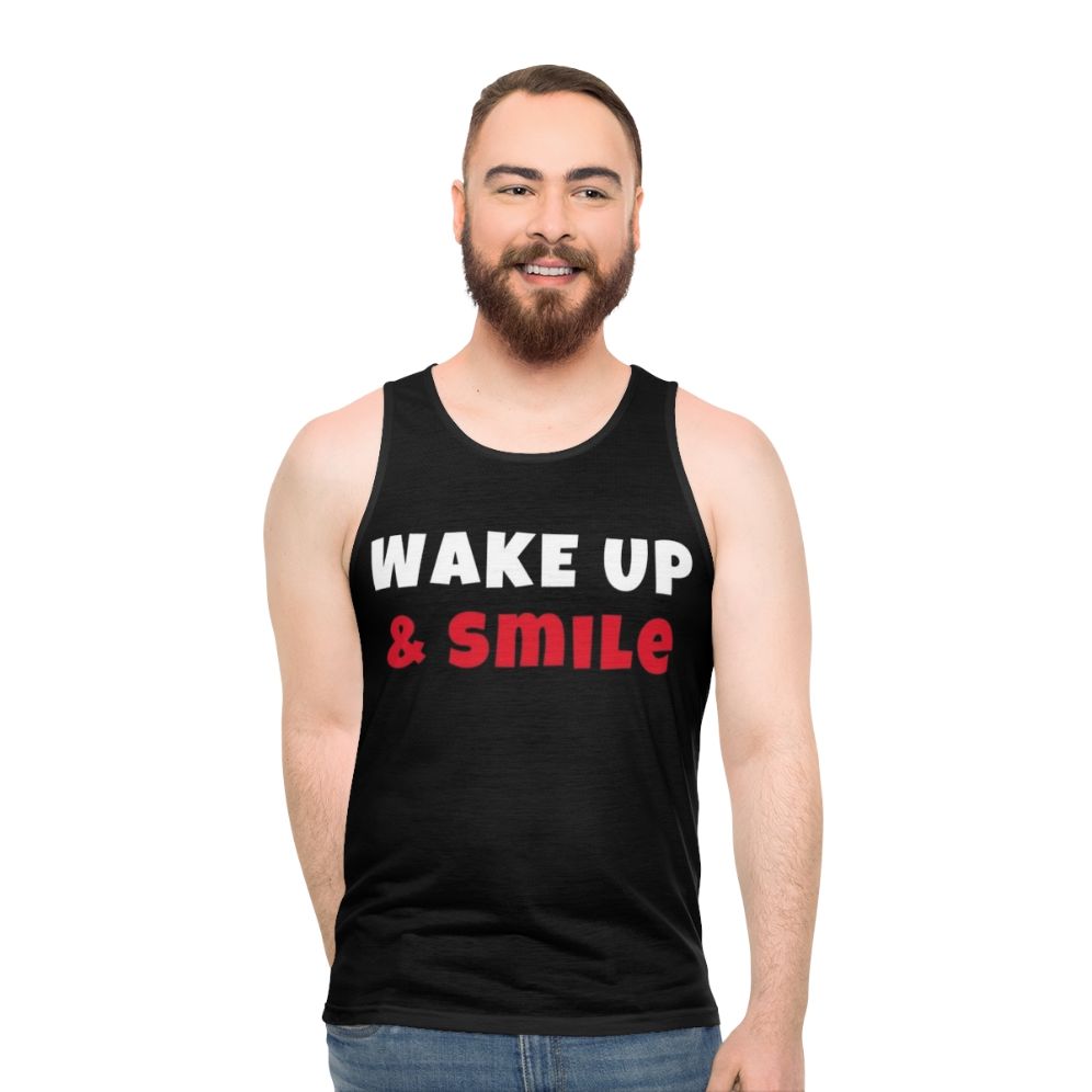 Wake up and smile with this activities and hobbies unisex tank top - men