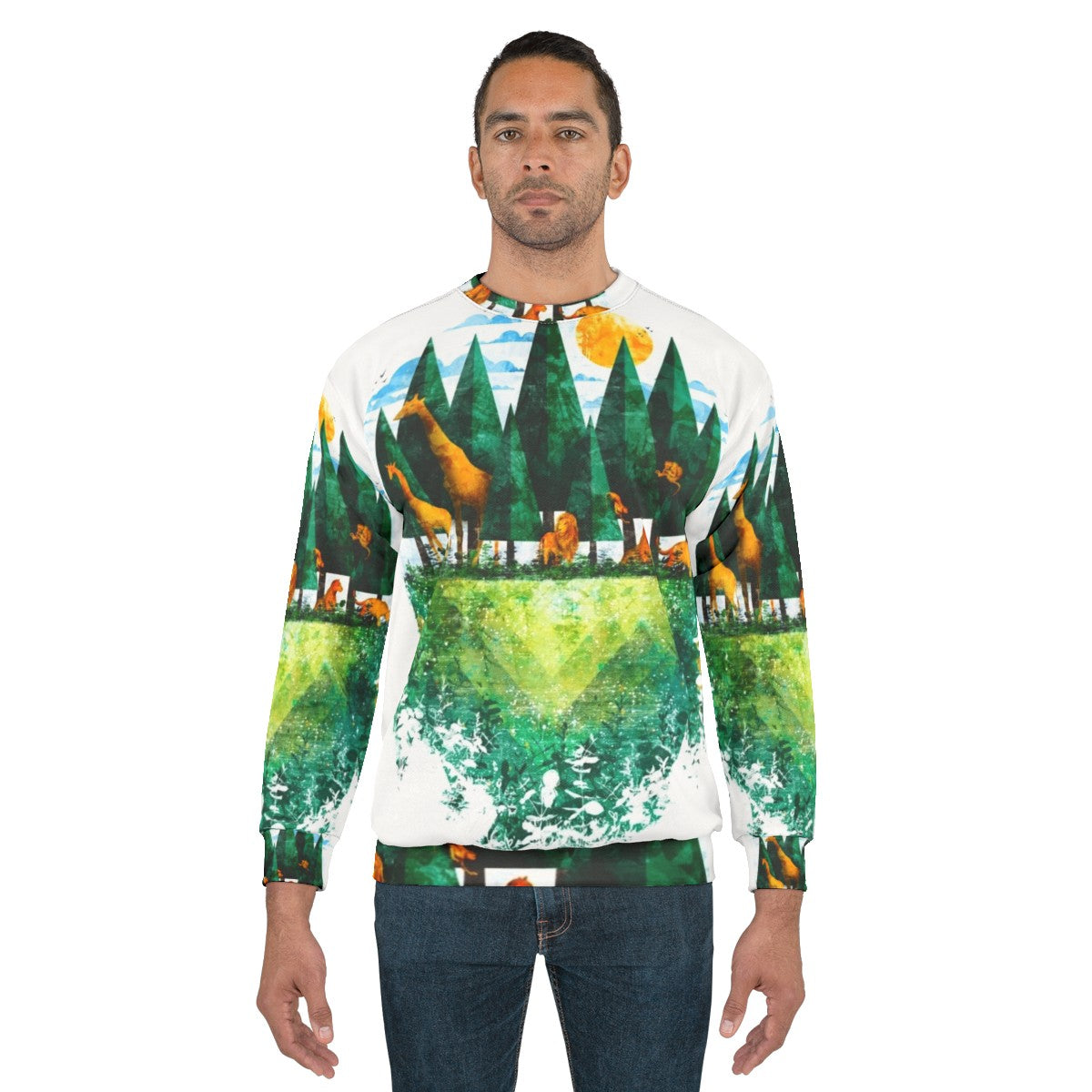 Geo Forest Sweatshirt with nature-inspired graphic design - men