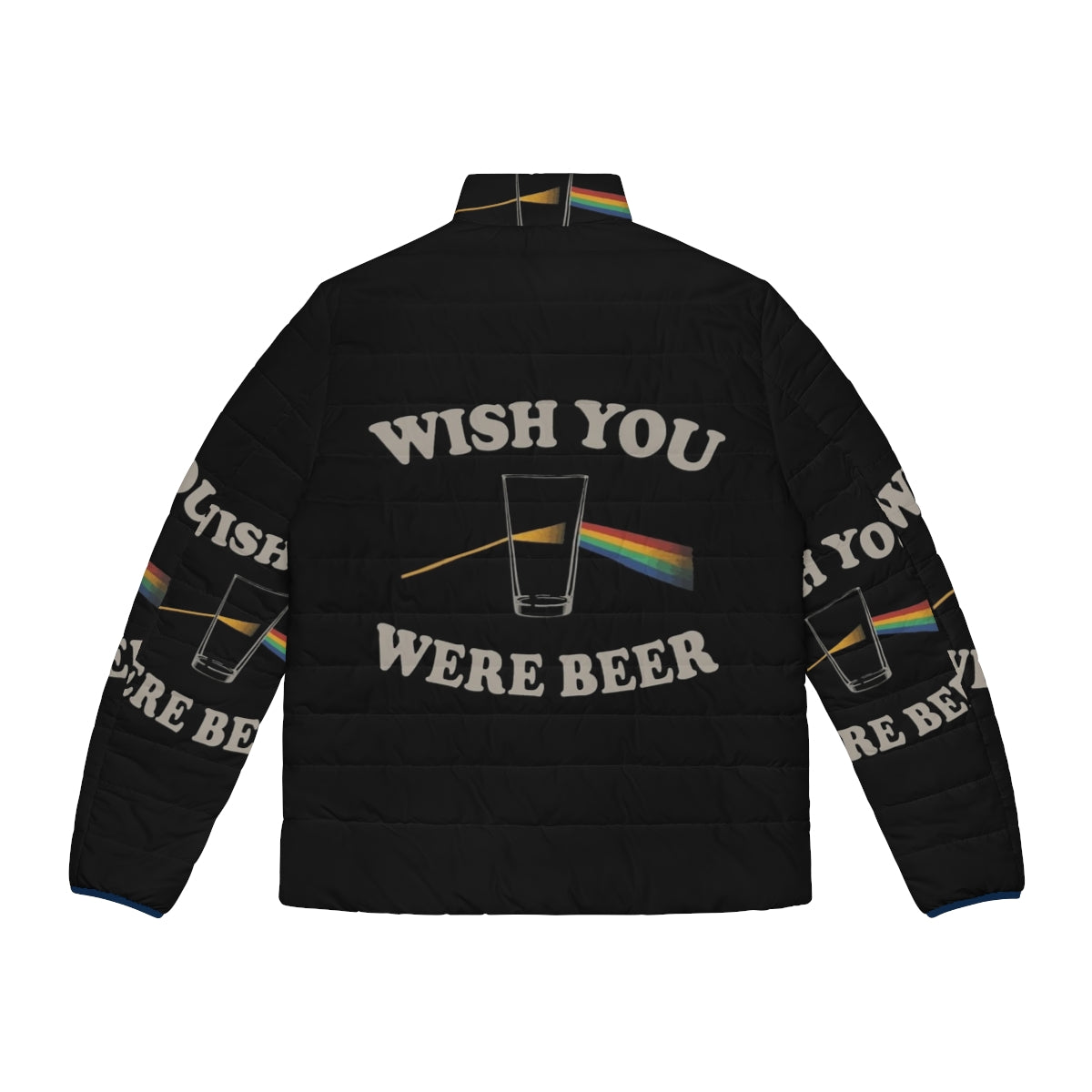 Pink Floyd inspired "Wish You Were Beer" puffer jacket - Back