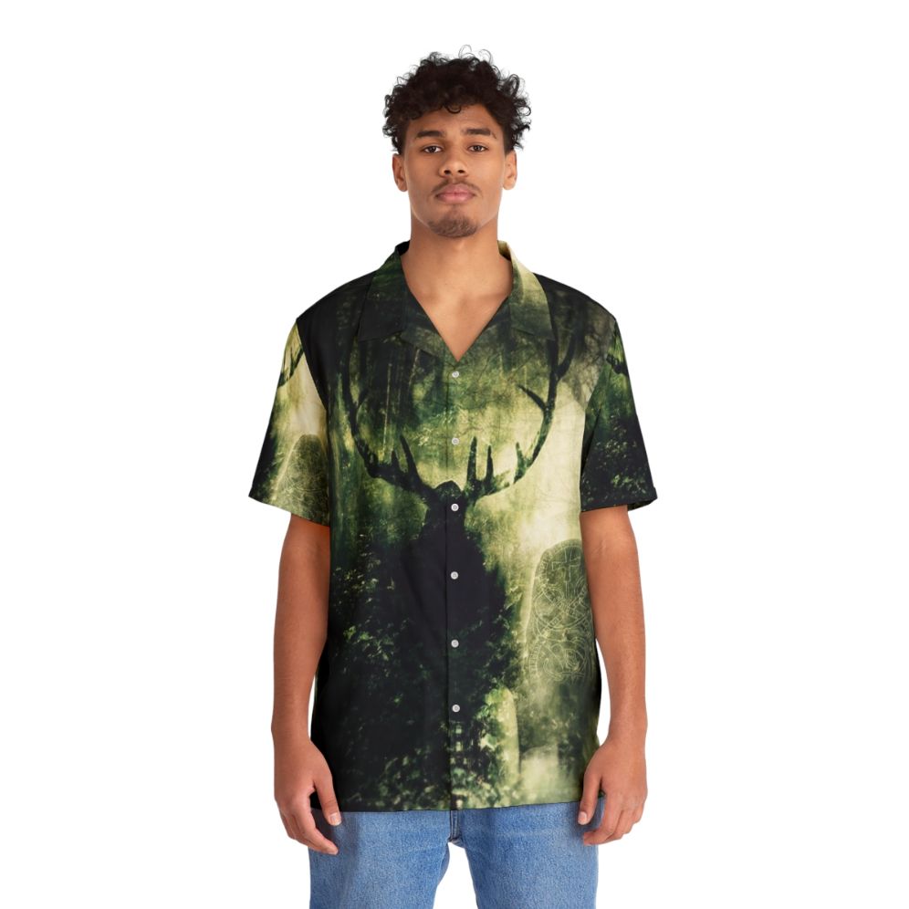 Horned god Hawaiian shirt with nature deity and pagan designs - People Front