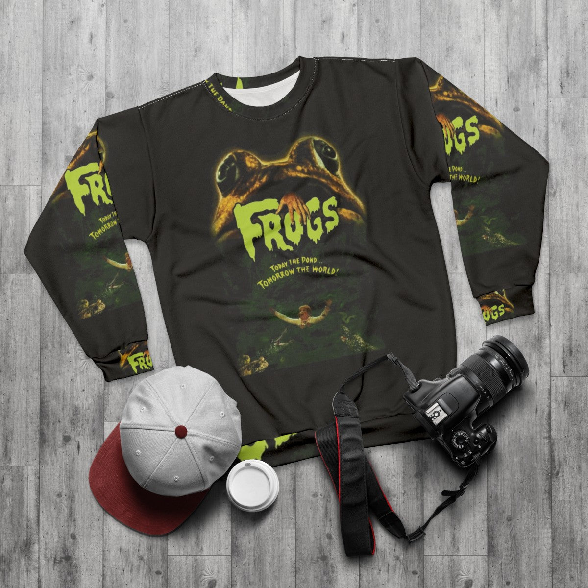 Vintage frog creature feature 70s sweatshirt - flat lay