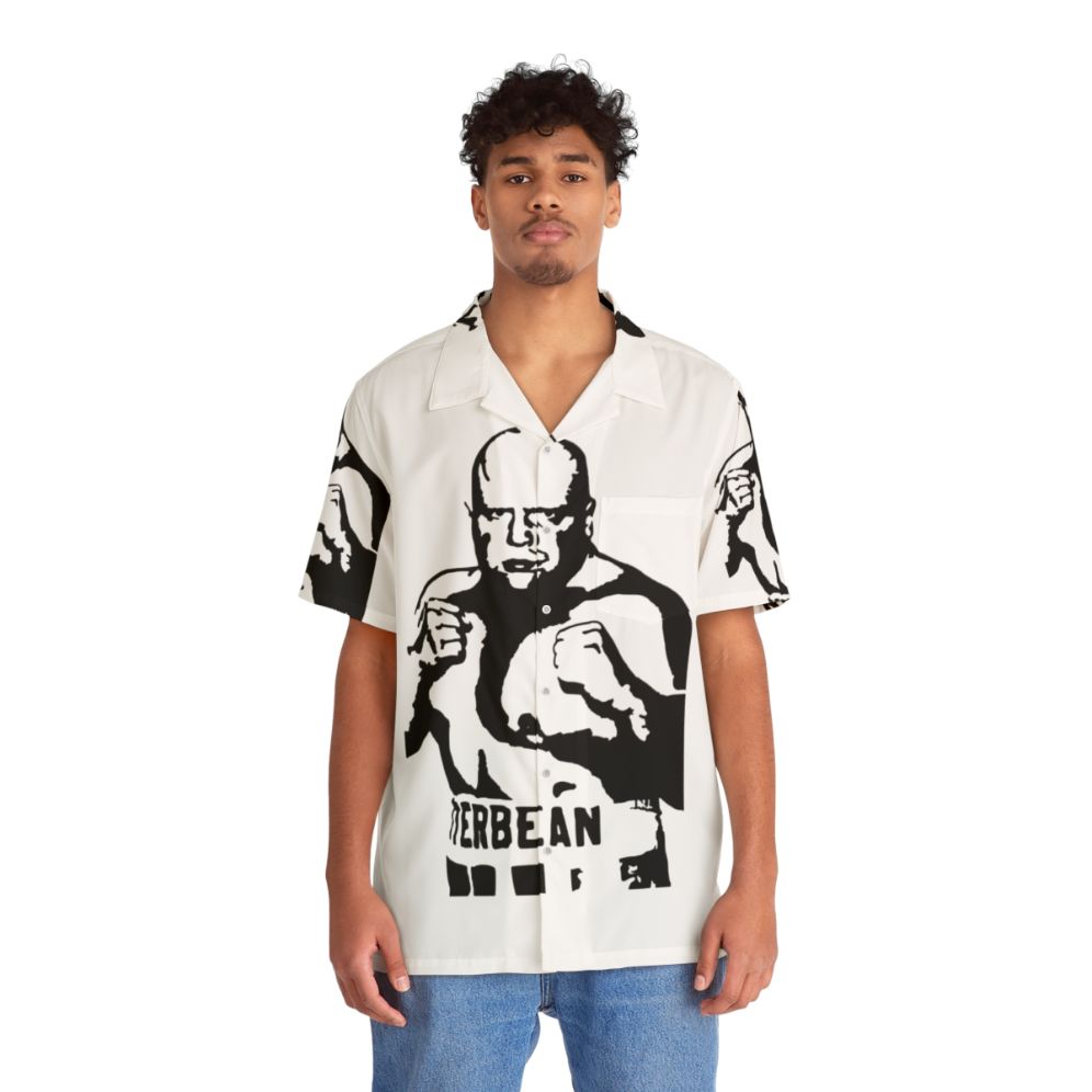 Butterbean Hawaiian Shirt with boxing champion silhouette design - People Front