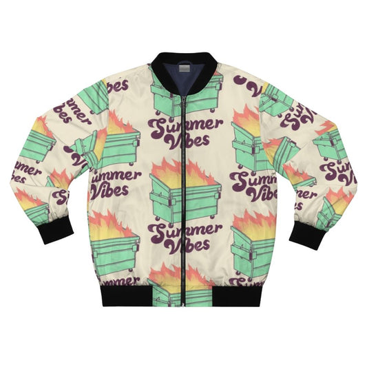 Retro summer bomber jacket with flames and vintage design