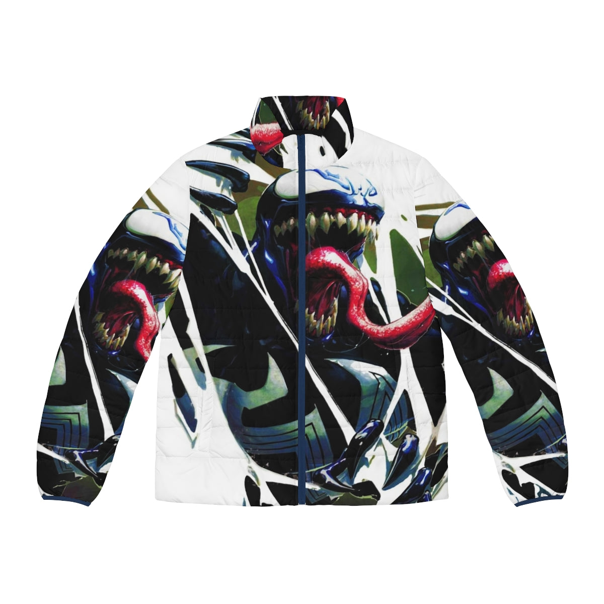 Puffer jacket with Venom and Carnage graphics