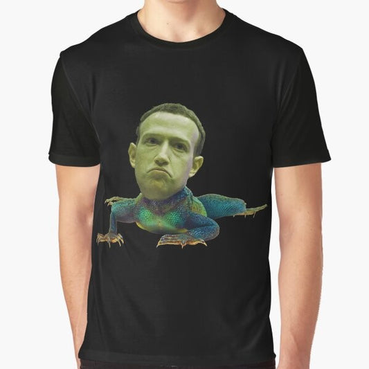 Funny graphic t-shirt with "Mark Zuckerberg Is A Lizard" design