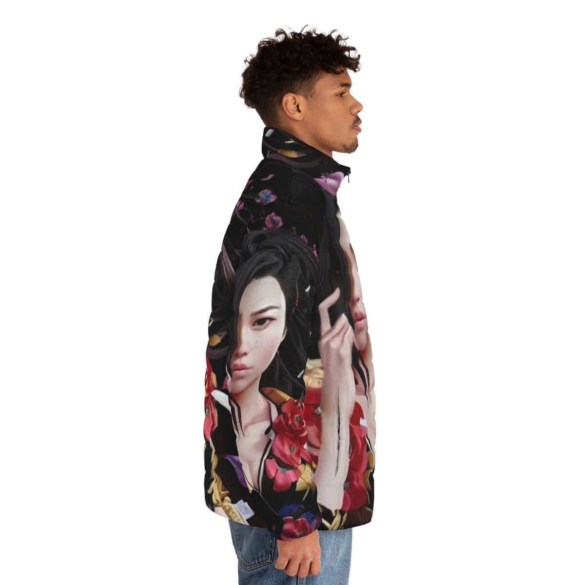 Bebe Rose Asian-Inspired Puffer Jacket for Women - men side right