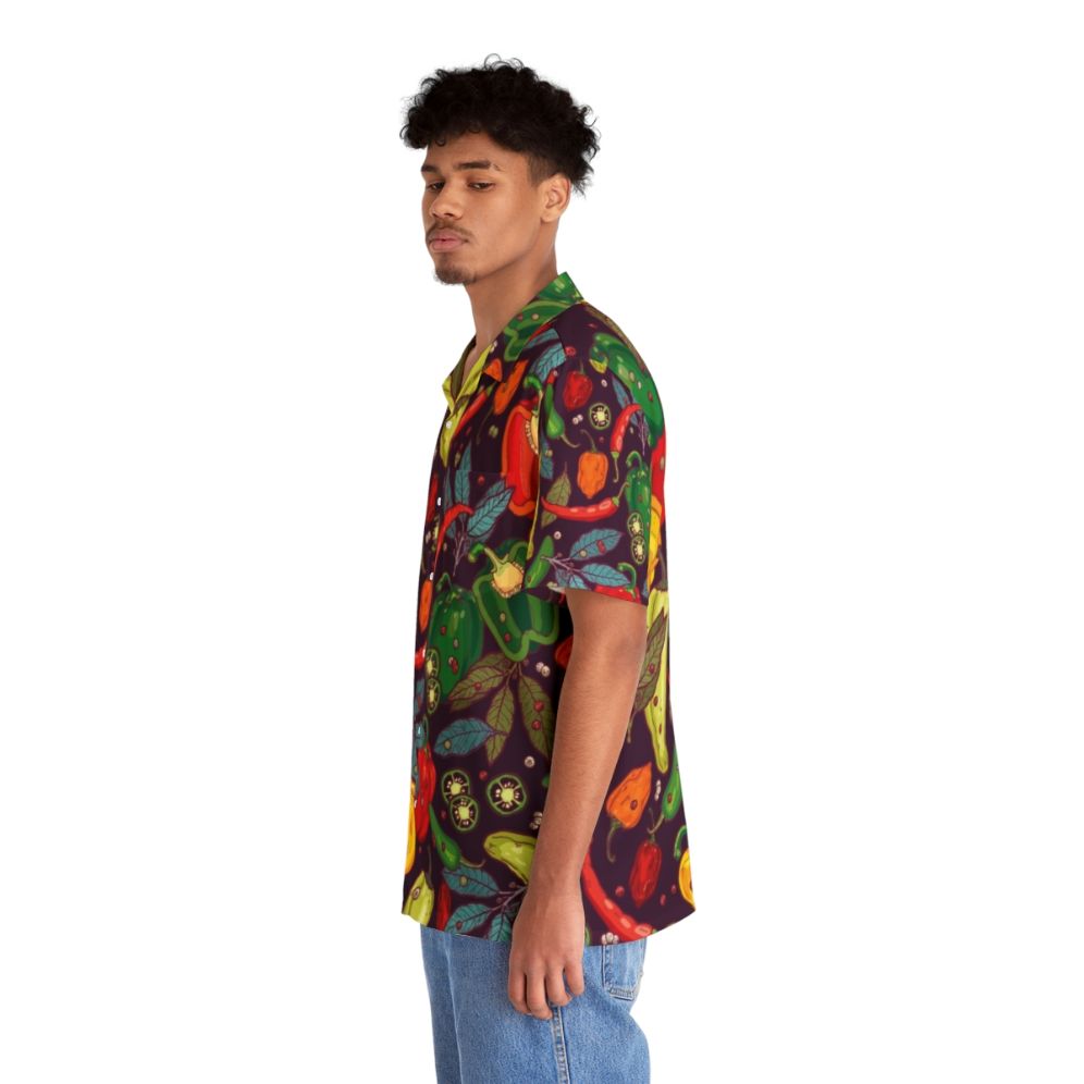 Spicy Hot Hawaiian Shirt with Vibrant Pepper Pattern - People Left