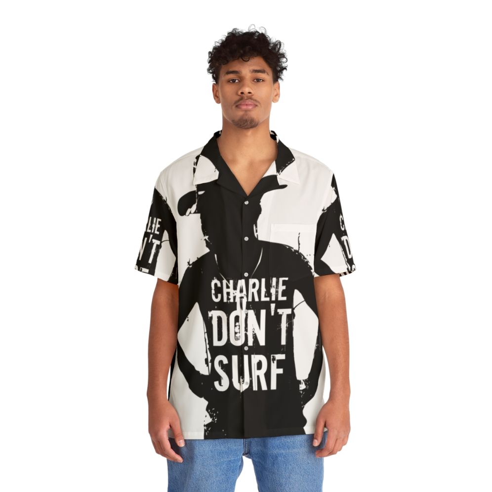 Charlie Don't Surf Military-Inspired Hawaiian Shirt featuring Apocalypse Now movie quote - People Front