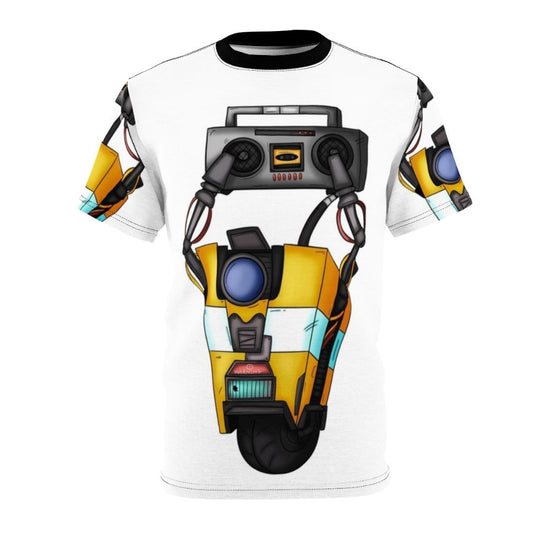 Borderlands-inspired Claptrap Boombox T-Shirt featuring the iconic robot character from the popular video game franchise