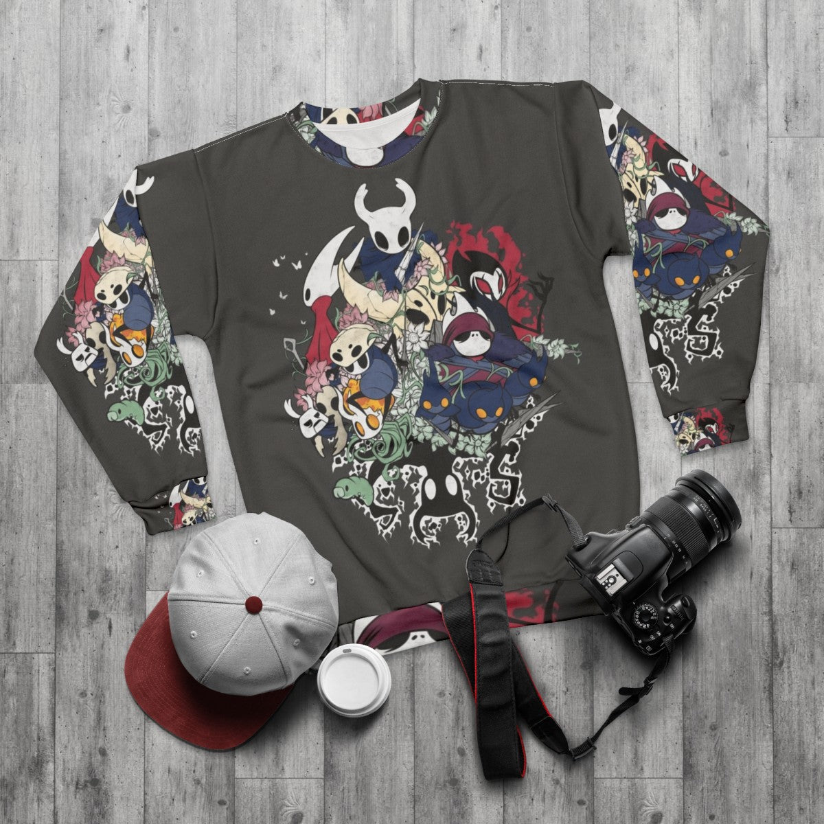 Hollow Knight character crew neck sweatshirt - flat lay