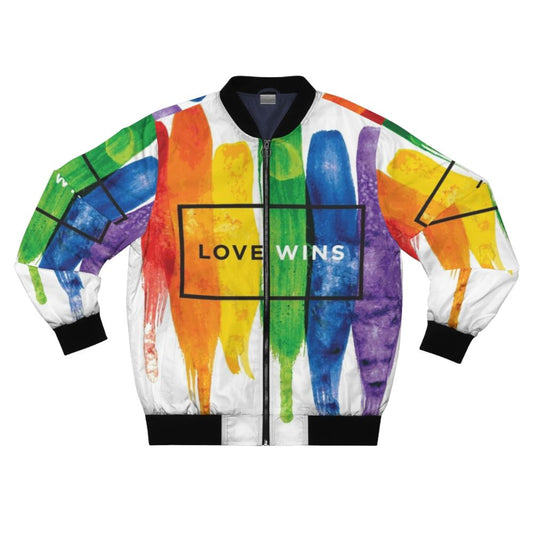 Pride LGBT Rainbow Paint Typographic Bomber Jacket