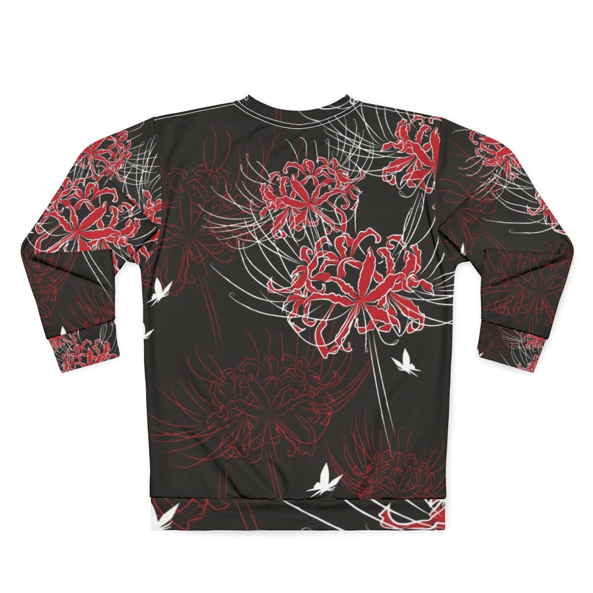 Vintage spider lily and butterfly Japanese floral pattern sweatshirt - Back