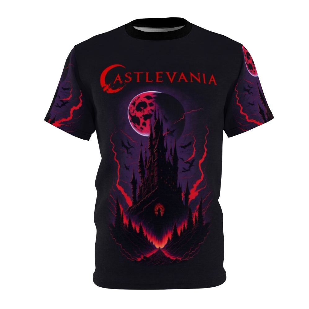 A high-quality t-shirt featuring a Castlevania-inspired design, perfect for fans of the Netflix series and anime.