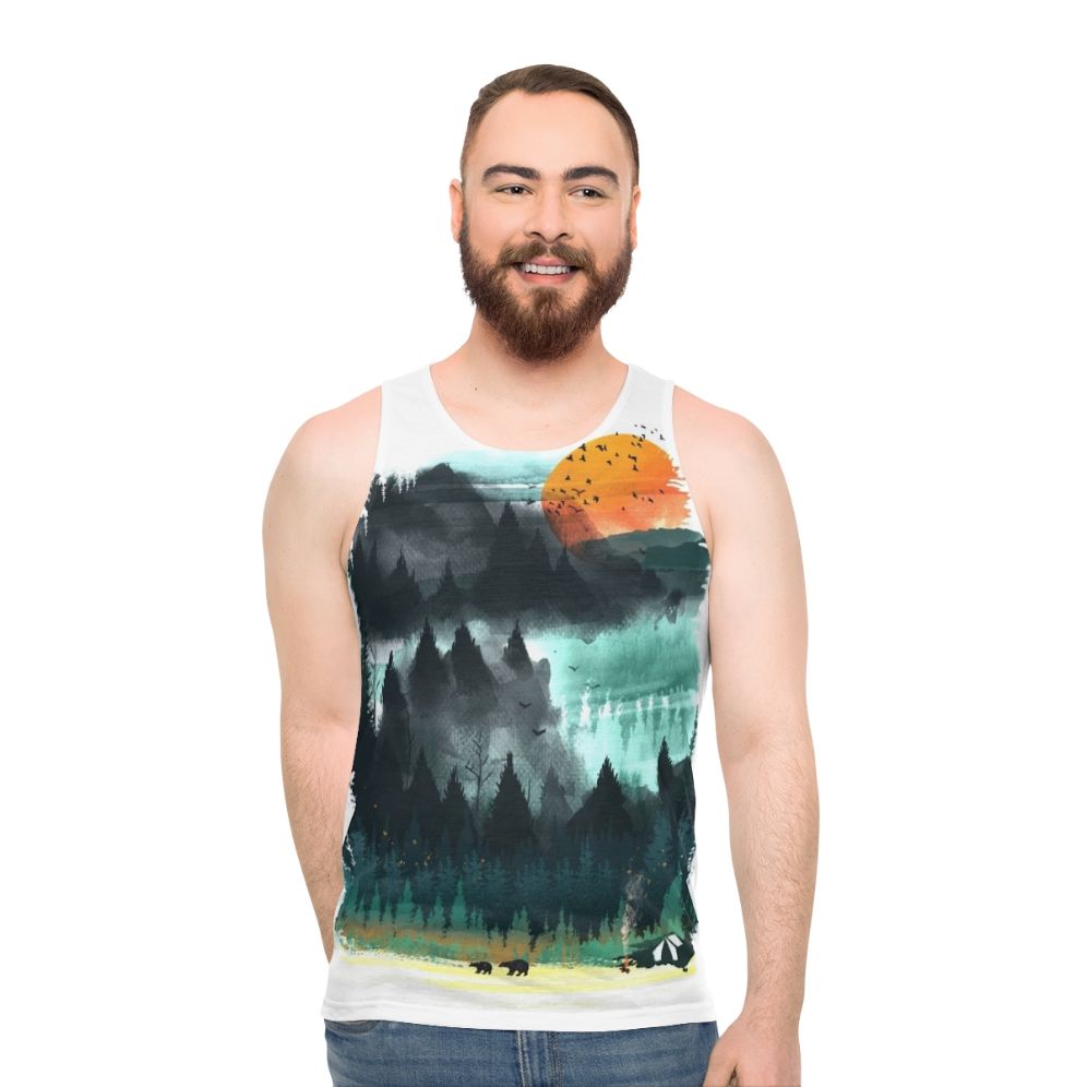 Watercolor wilderness unisex tank top - men