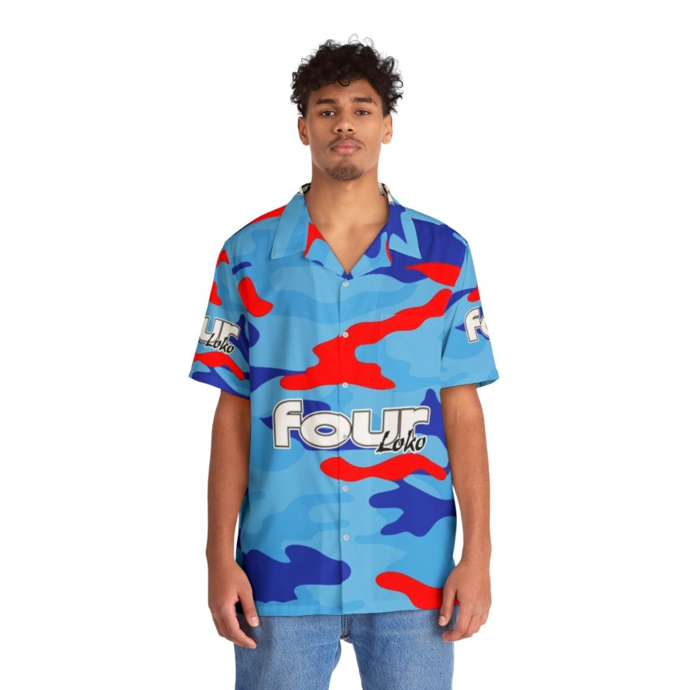 Blue Razz Camo 4Loko Hawaiian Shirt - People Front