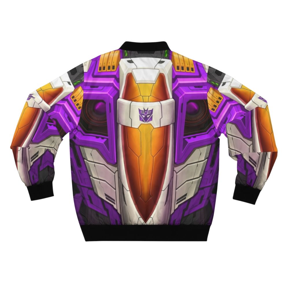 Transformers Skywarp Decepticon Bomber Jacket with robot, warrior, and jet design - Back