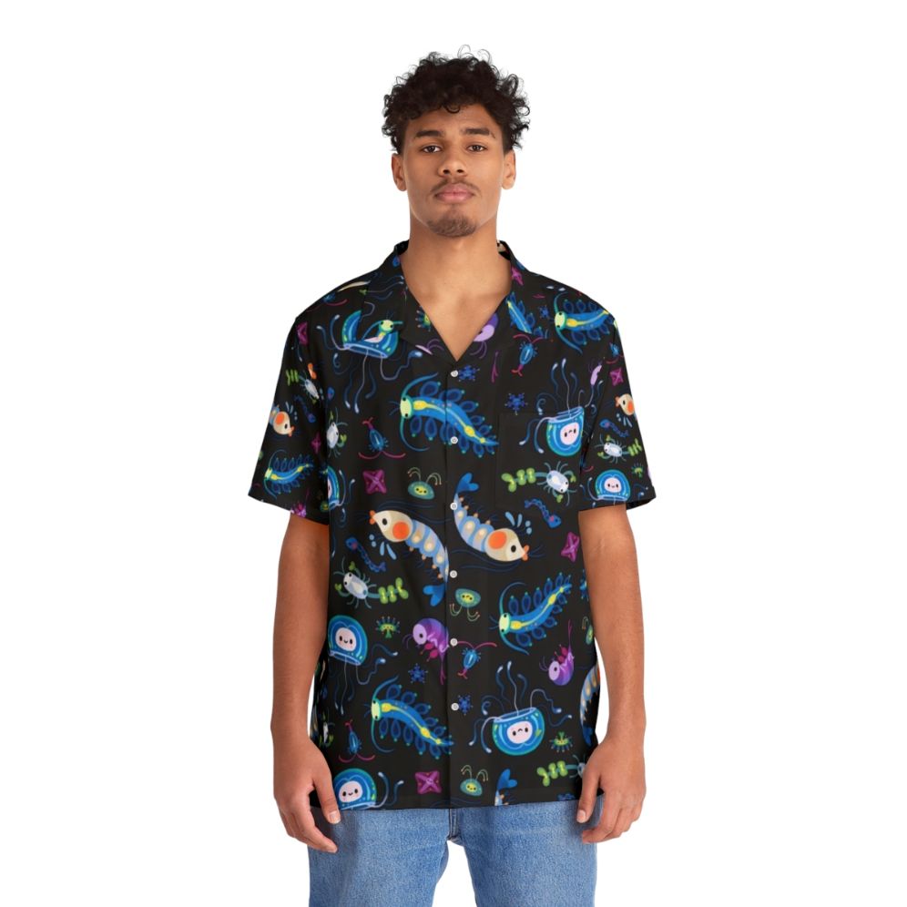 Zooplankton Hawaiian Shirt featuring vibrant marine life - People Front