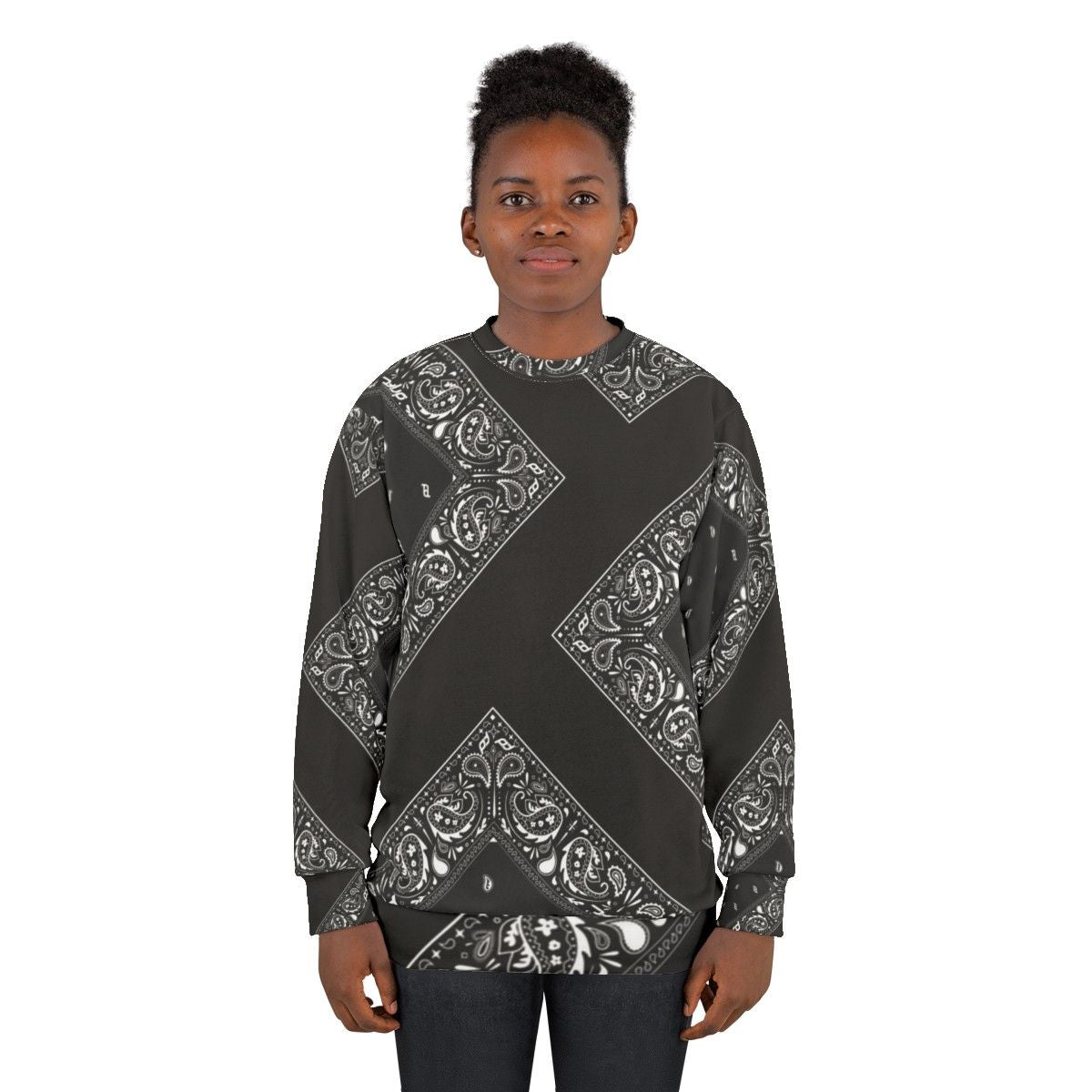 Bandana print graphic design on a cozy men's sweatshirt - women