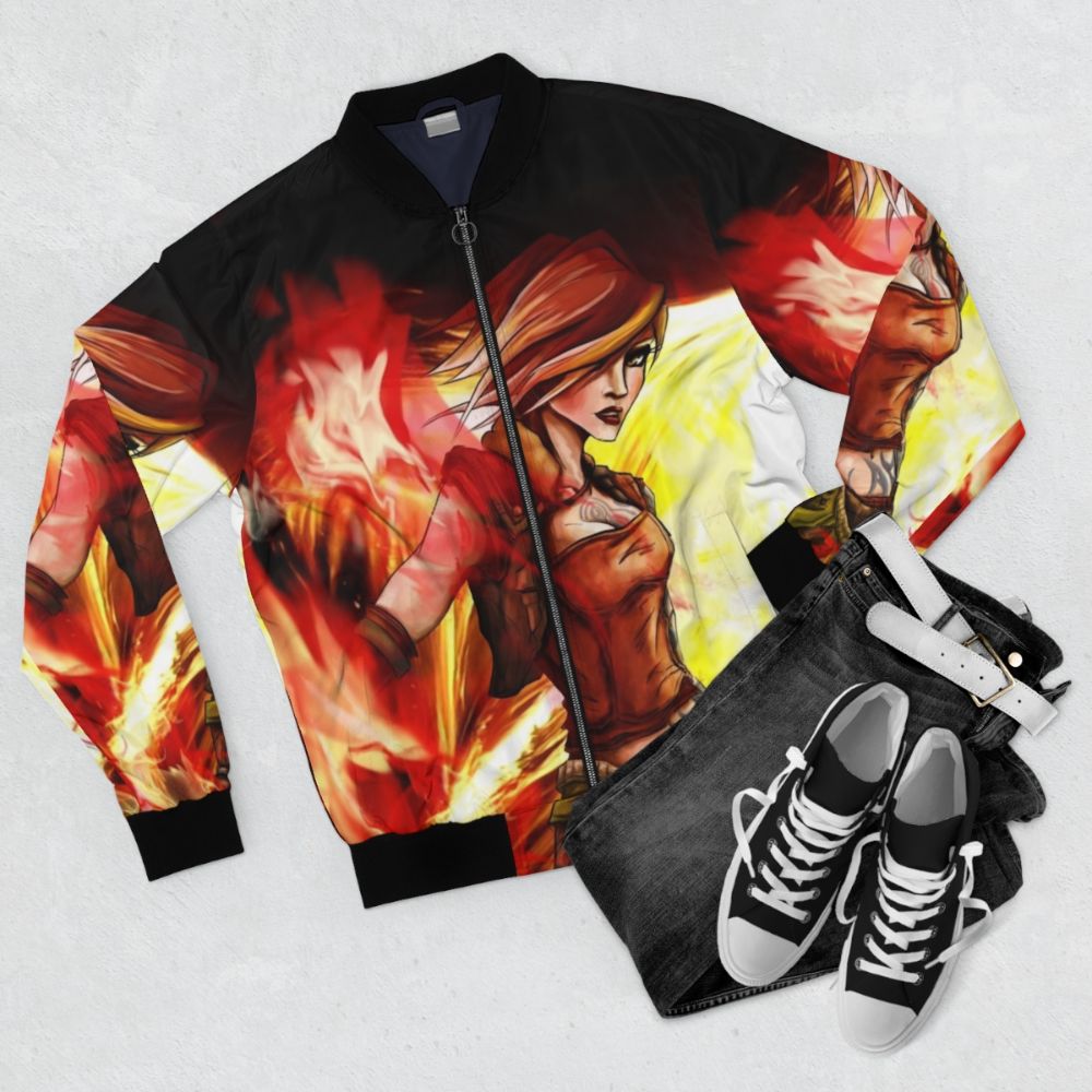 Borderlands Siren Lilith Bomber Jacket - Video Game Fan Art - Flat lay