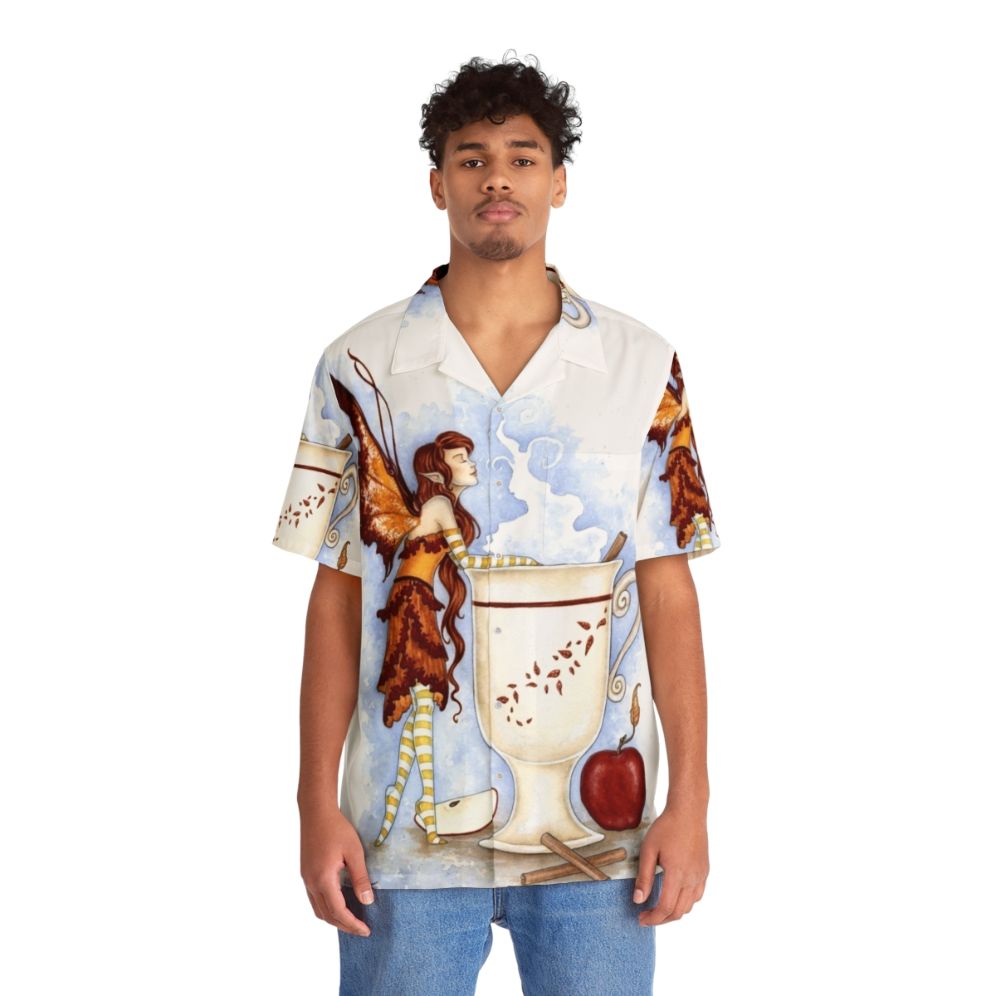 Cider Faery Hawaiian Shirt with fairy, autumn, and cinnamon apple design - People Front