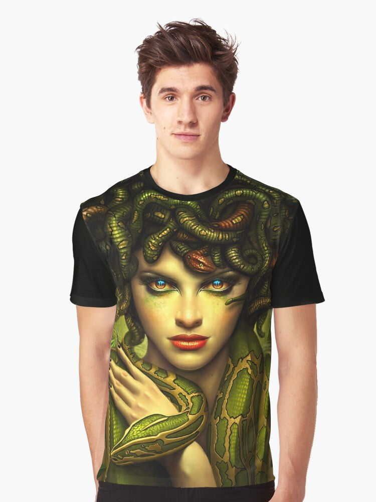 Medusa portrait t-shirt featuring a beautiful woman with snakes for hair, a character from Greek mythology - Men