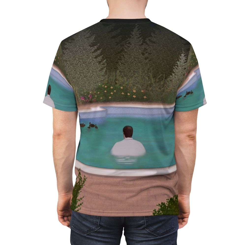 Shirt depicting melancholy, ducks, and the iconic legacy of a legendary mafia figure - men back