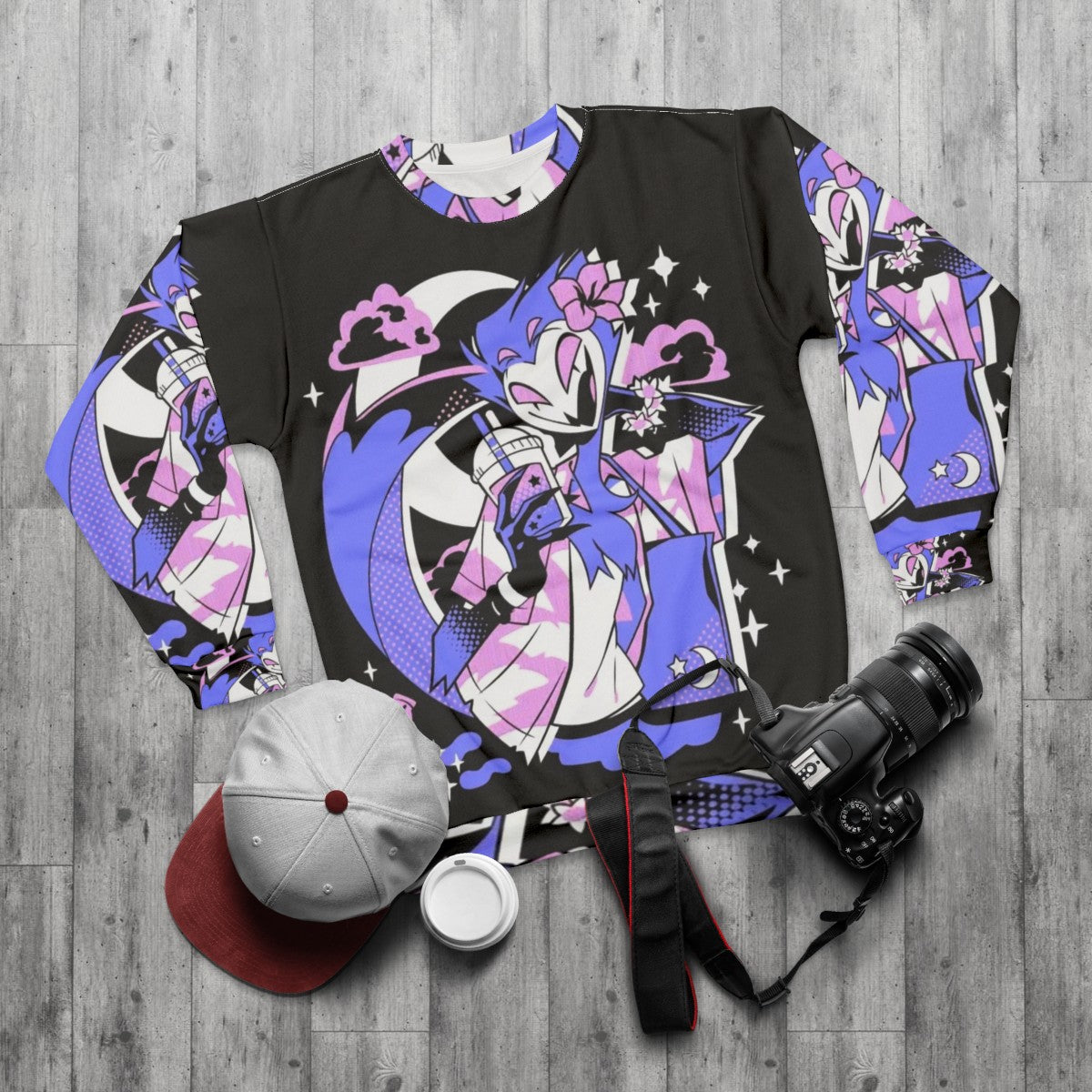 Helluva Boss Stolas Anime Inspired Sweatshirt - flat lay