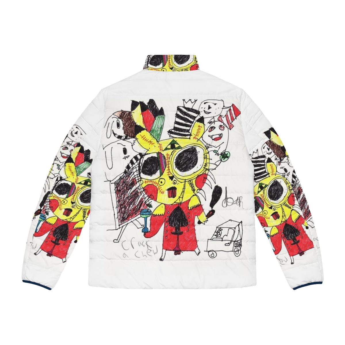 Colorful puffer jacket with psychedelic, funky design - Back