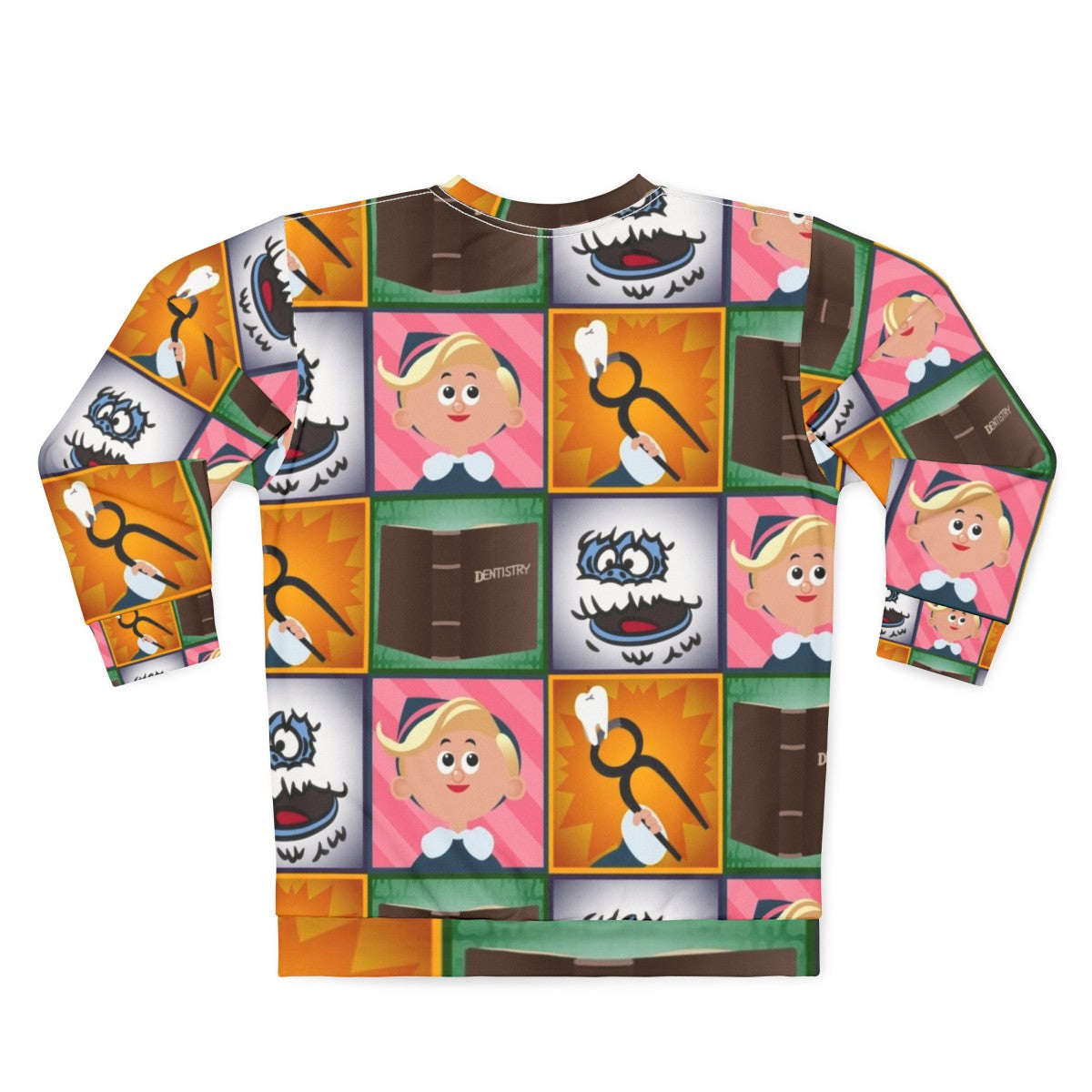 Hermey Square Christmas Sweatshirt with Rudolph the Red-Nosed Reindeer Inspired Design - Back