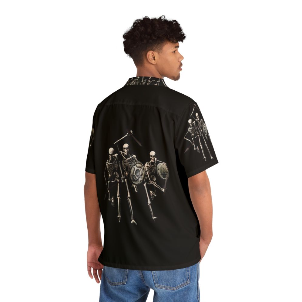 Skeleton Hawaiian Shirt with Ancient Greek Mythological Motifs - People Back