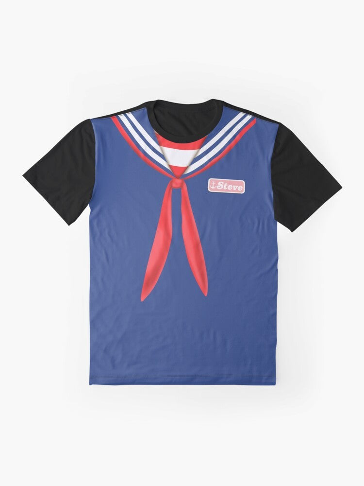 Scoops Ahoy Steve Harrington Graphic T-Shirt from Stranger Things - Flat lay