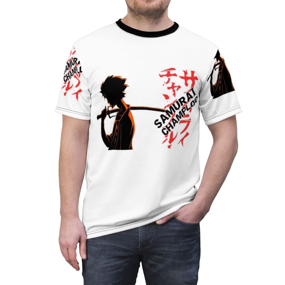 Mugen the Samurai from Samurai Champloo anime series printed on a high-quality t-shirt - men front