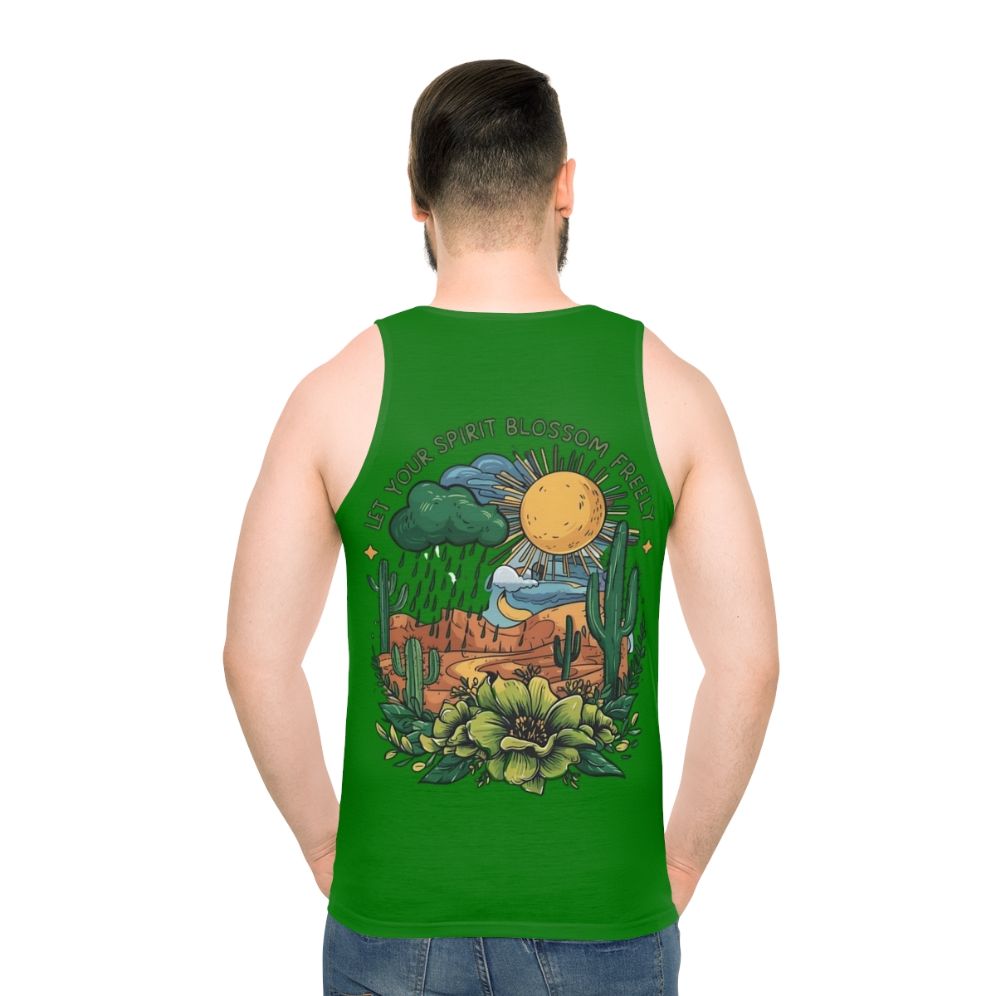 Floral unisex tank top with nature inspired design - men back