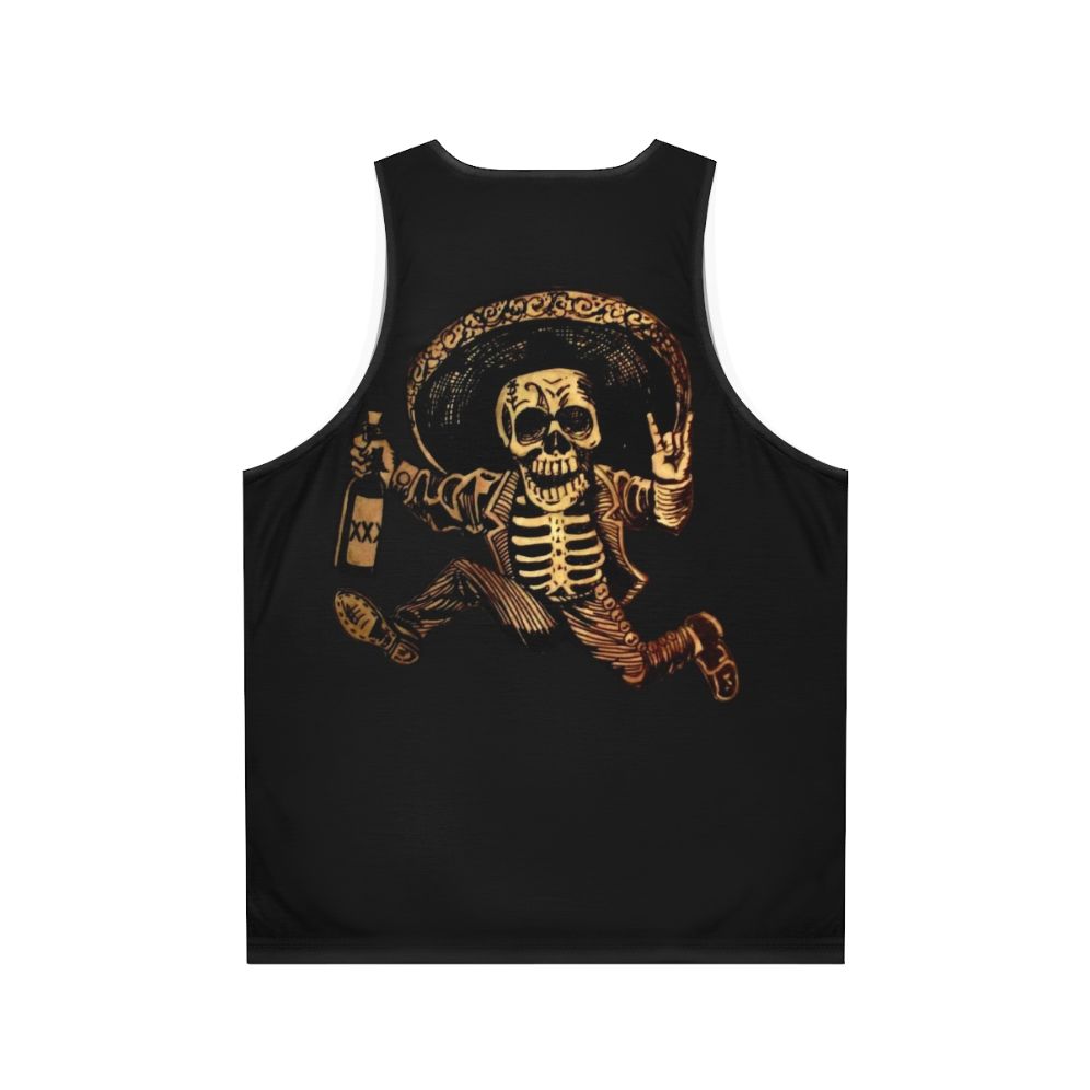 day of the dead tank top with posada mexican folk art and sugar skull design - Back