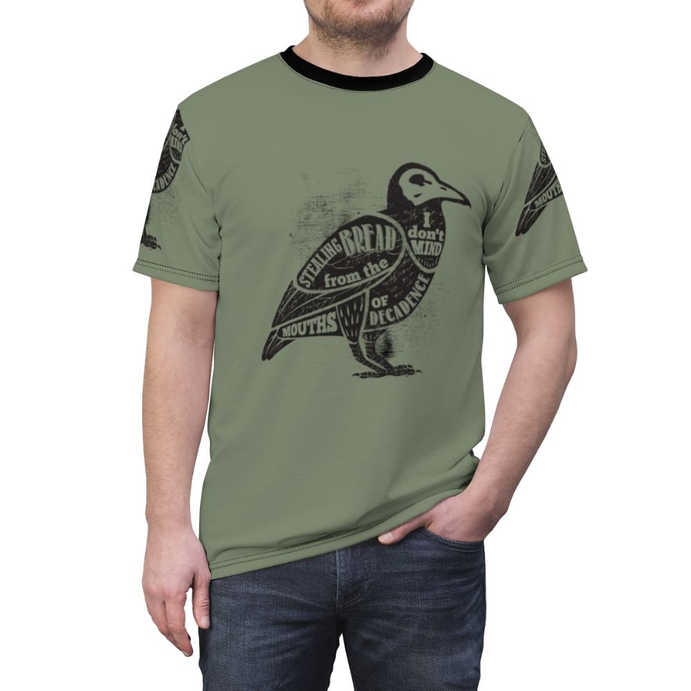 Vintage-style t-shirt featuring a skull and crow design, inspired by the grunge rock band Pearl Jam - men front