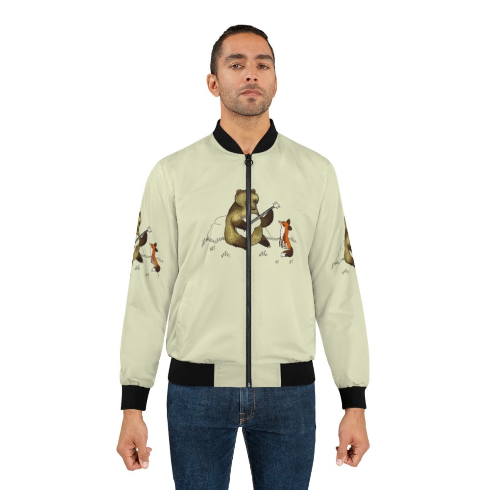 Stylish bear and fox bomber jacket with a nature-inspired design - Lifestyle