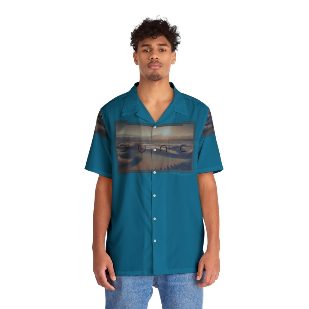 Dune Blue Hawaiian Shirt - Arrakis Desert Planet Inspired - People Front