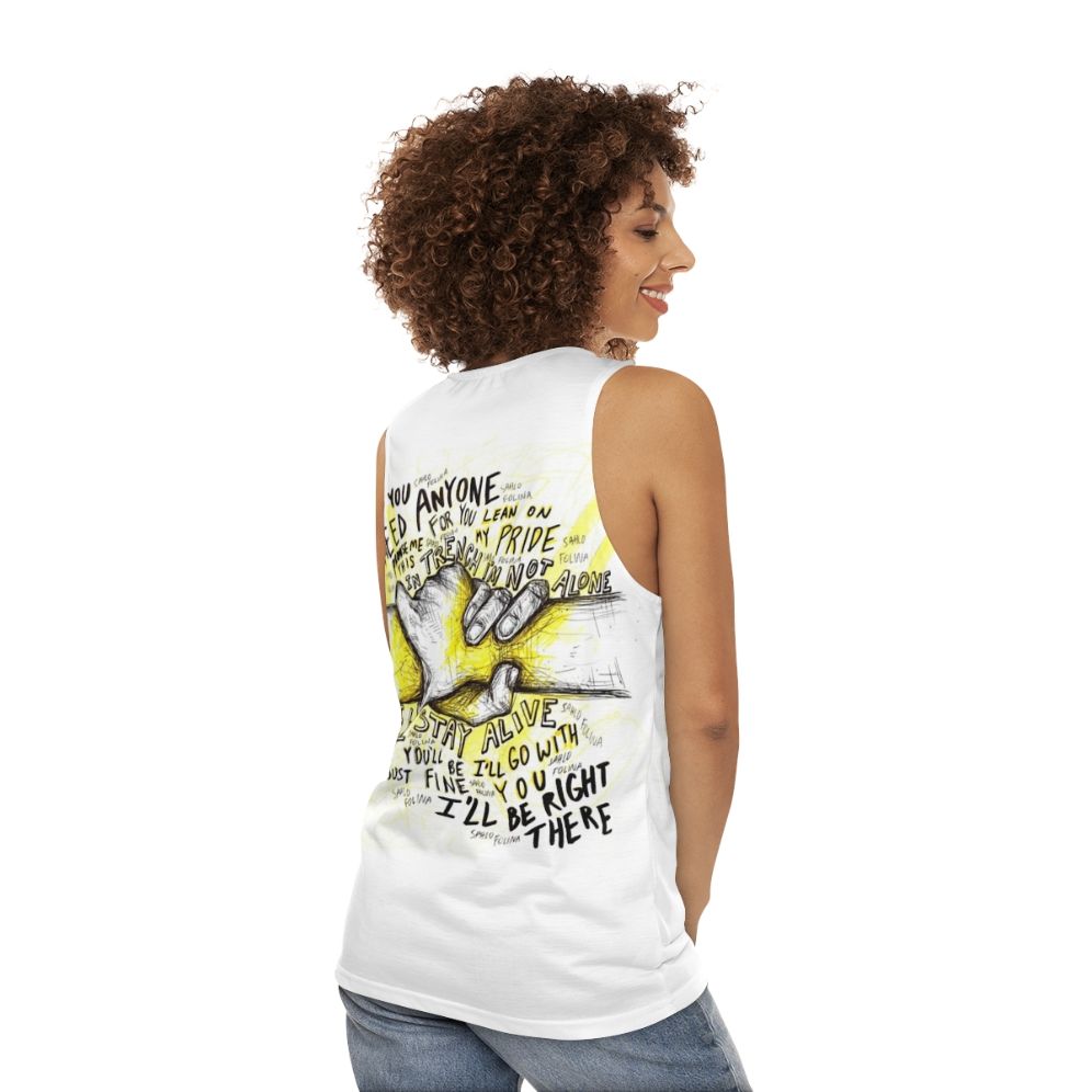 Unisex tank top with inspirational words of hope design - women back